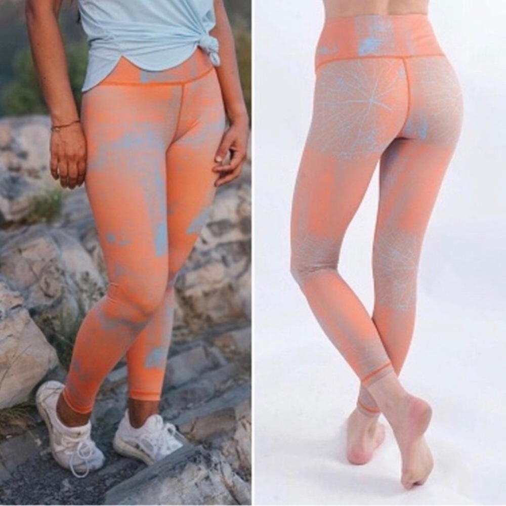 ZYIA Orange & Blue Workout Athletic Leggings Small